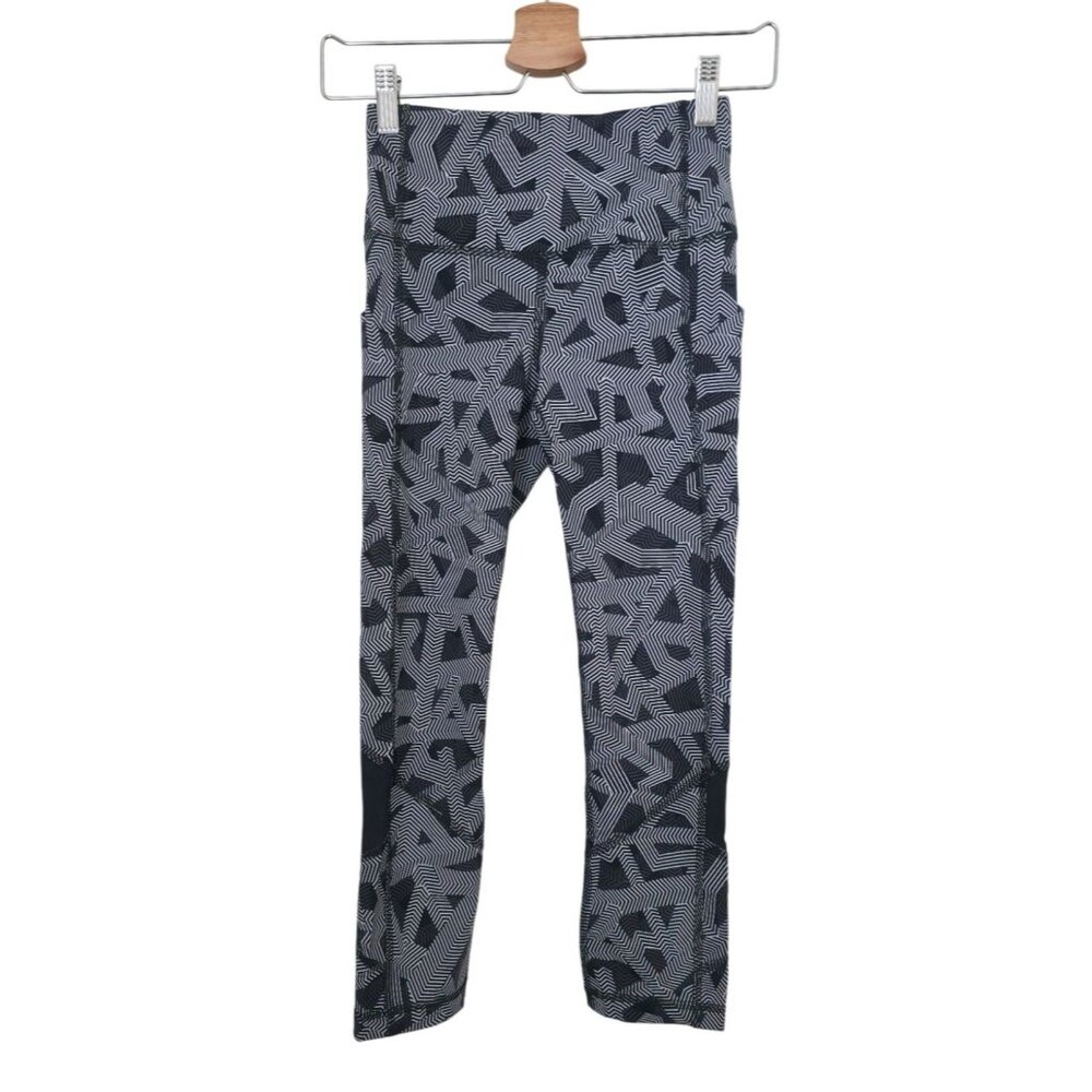 Lululemon Pace Rival High-Rise Crop 22" Labyrinth Black Athletic Leggings Sz 2
